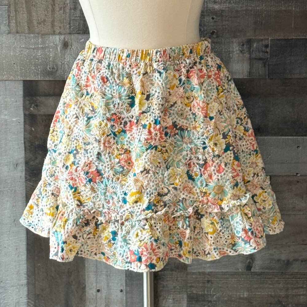 Pastel floral skirt paisley embroidery large cottagecore garden party summer - Picture 4 of 10